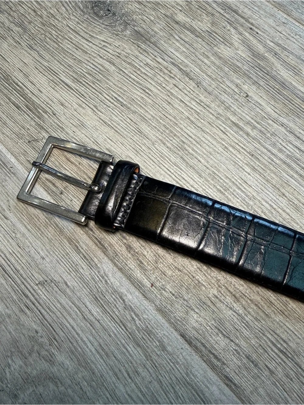 Trafalgar Vintage Leather Belt Embossed Black Italian Calfskin Norwalk CT 38